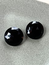 Vintage W. Germany Marked Jet Black Faceted Glass Round Clip Earrings –  7/8th’s - £10.46 GBP