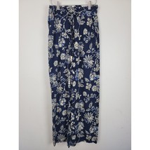 H&amp;M Pull On Pants 4 Womens Stretch Waist Blue Floral Print Straight High Rise - £12.45 GBP