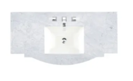 New 46 in. &amp; 3cm, Straight Edge, Carrara White Single Bathroom Vanity To... - £756.60 GBP