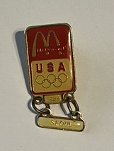 McDonald&#39;s USA 1988 Olympics Olympic Games Seoul Rings Lapel Hat Pin Vin... - £7.04 GBP