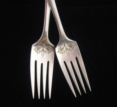 Antique Wedding Gift  / Victorian Chandelier Fork set / engravable Silve... - £55.06 GBP