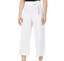INC Women 14 Bright White O-Ring Culotte Wide Leg Mid Rise Cropped Pants NWT - £23.40 GBP