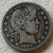 1909-D Silver Barber Quarter *MVL  20220007 - £29.22 GBP