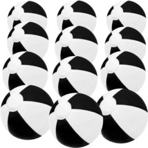 Beach Balls (12 Pack), 12&quot; Black White Color Inflatable Beach Ball For Summer Wa - £17.98 GBP