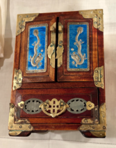 Vintage Chinese Antique Wooden Jewelry Accessory Box with Dragons - €595,09 EUR