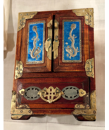 Vintage Chinese Antique Wooden Jewelry Accessory Box with Dragons - $12,665.87 MXN