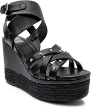 Jane and the Shoe Womens Luna Jute Wrapped Wedge Sandals Color Black Size 11M - £60.70 GBP