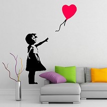 ( 24&#39;&#39; x 16&#39;&#39;) Banksy Vinyl Wall Decal Girl with Heart Balloon / Street Graffiti - £16.88 GBP