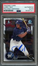 2016 Bowman Chrome #BDC-100 COREY RAY Signed Card PSA Slabbed Auto Brewers - £63.79 GBP