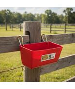 Red Plastic Fence Feeder 4.5 Qt Clip-On Mountable Hog Pig Trough Durable - $69.92 CAD