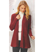 XL 2x Burgundy Pleated Fly Away Long Tunic Top Duster Cardigan Sweater W... - $24.99