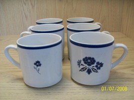 Royal Stratford Paul Marshall 1989 Blue Floral Over White Cups Qty 6 - £10.20 GBP
