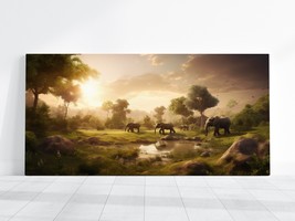 Jungle Safari Landscape Wall Art Elephant Wildlife Animals Portrait Canvas Decor - £18.94 GBP+