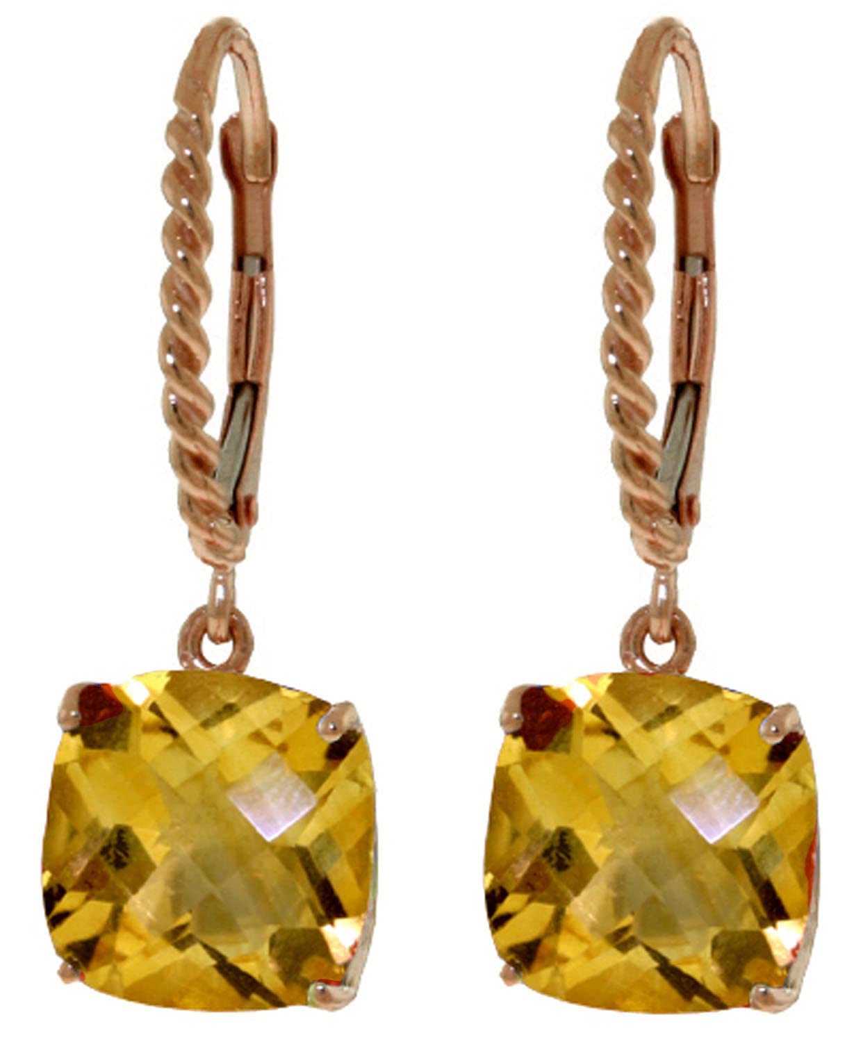 Galaxy Gold GG 14k Rose Gold Leverback Earrings with Natural Citrines - $608.84