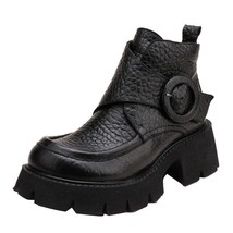 Genuine Leather Retro Shoes Women Boots Zip Round Toe New Autumn Winter Handmade - £131.67 GBP