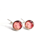 Vintage earrings. Retro jewelry. Glass jewelry, Cabochon 12 mm Dangle ea... - £19.55 GBP