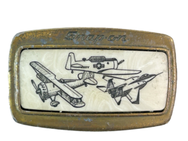RARE Vintage Snap-On Tools Belt Buckle Brass Tone Featuring Aviation / A... - $34.65