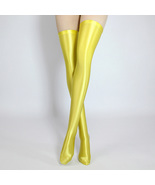 Yellow Glossy Spandex Thigh High Stockings - $243.83 MXN