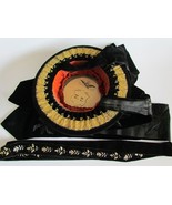 Vintage Women&#39;s Hat - hand embroidery + velvet belt - $199.99