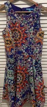 L’Amour Nanette Lepore Psychadelic Disco Retro Skater Lined Dress Keyhol... - £19.55 GBP