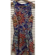 L’Amour Nanette Lepore Psychadelic Disco Retro Skater Lined Dress Keyhol... - $25.99
