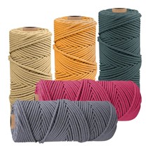 Pack Of 5 Macrame Cord 2Mm Colored Natural Cotton Rope, 2Mm X 109 Yards Gift Wra - £24.28 GBP