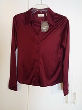Valerie Stevens Ladies Ls Acetate Knit Button TOP-PM-NWT-$58 TAG-SLIPPERY Fab. - £6.04 GBP