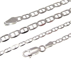 Solid Genuine 925 Sterling Silver Flat Mariner Chain Marina Bracelet / Necklace - £17.57 GBP+