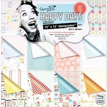 DOCrafts Papermania Happy Days Designstax Paper Pad, 12-Inch by 12-Inch - £14.88 GBP