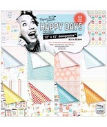 DOCrafts Papermania Happy Days Designstax Paper Pad, 12-Inch by 12-Inch - £14.62 GBP