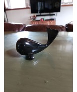 VINTAGE ONYX MARBLE STONE WHALE FIGURINE PAPERWEIGHT HEAVY! - $19.30