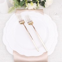 24 Rose Gold 8&quot;&quot; Heavy Duty Plastic Forks Disposable Party Event Tableware - £7.86 GBP