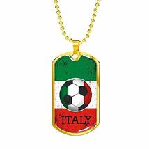 Express Your Love Gifts Italy Flag and Soccer Necklace Stainless Steel or 18k Go - £39.52 GBP