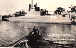 Ford Motor Company Eagle Patrol Boat Ship Building WWI Worlds Record Postcard - £24.06 GBP