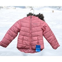 NEW Pink Girls Youth Columbia Sportswear Puffer Coat Fur Lined Hat Size XS - $65.44