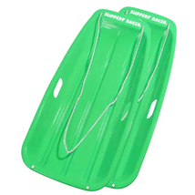2 Pack Winter Snow Sled Green Boat Shape Toboggan Sledge Downhill with Pull Rope - £28.27 GBP