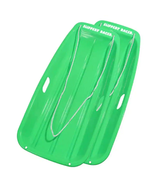 2 Pack Winter Snow Sled Green Boat Shape Toboggan Sledge Downhill with P... - £28.33 GBP