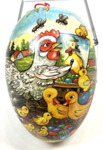Large Vintage Paper Mache Easter Egg Candy Container 6&quot;x3.5&quot; Ducks Chick... - £28.30 GBP