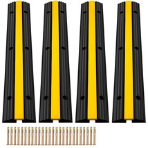 VEVOR Cable Protector Ramp, 4 Packs 1 Channel Speed Bump Hump, Heavy Duty Rubber - $78.98