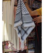 Palestine Keffiyeh Arab Scarf Shemagh handmade cotton 100% Arabic Original Black - £27.14 GBP