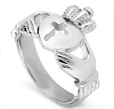 14K Bianco Argento Placcato Oro Cuore Promessa Croce Anello Claddagh Donna Day - £128.12 GBP