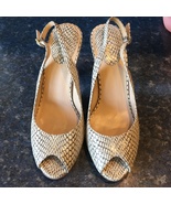 Cole Haan Snake Print Grey/Cream AIR Peep Toe Sling Back Pump, Size 9.5 - €38,71 EUR