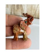 Hand Carved Stone Elephant Figurine Green Eyes Lucky Charm Animal Statue - $15.00