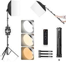 Emart Softbox Lighting Kit, 16&quot;X16&quot; Soft Box | 3000K-6000K 85W Led Bulbs... - £37.69 GBP