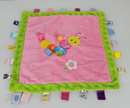 Taggies Mary Meyer Baby Security Blanket Pink Caterpillar Flower Satin Tags Soft - £31.28 GBP