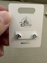 Disney Parks Mickey Mouse Aquamarine March Faux Birthstone Earrings Silver Color image 2