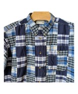 Vintage Orvis Shirt Men&#39;s Size XXL Blue Madras Patchwork Short Sleeve Bu... - $331.83 MXN