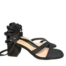 Cynthia Rowley Demi Black Textile Strappy Lace-Up Block Heel Sandals Siz... - £30.86 GBP