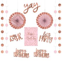 Pink &amp; Blush Rose Gold Room Decorating Kit Birthday Party Accessories, 1 Set - £14.37 GBP