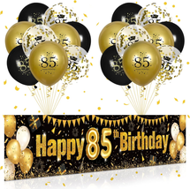 Black Gold 85Th Birthday Decorations for Men Women, Black and Gold Birth... - £18.82 GBP